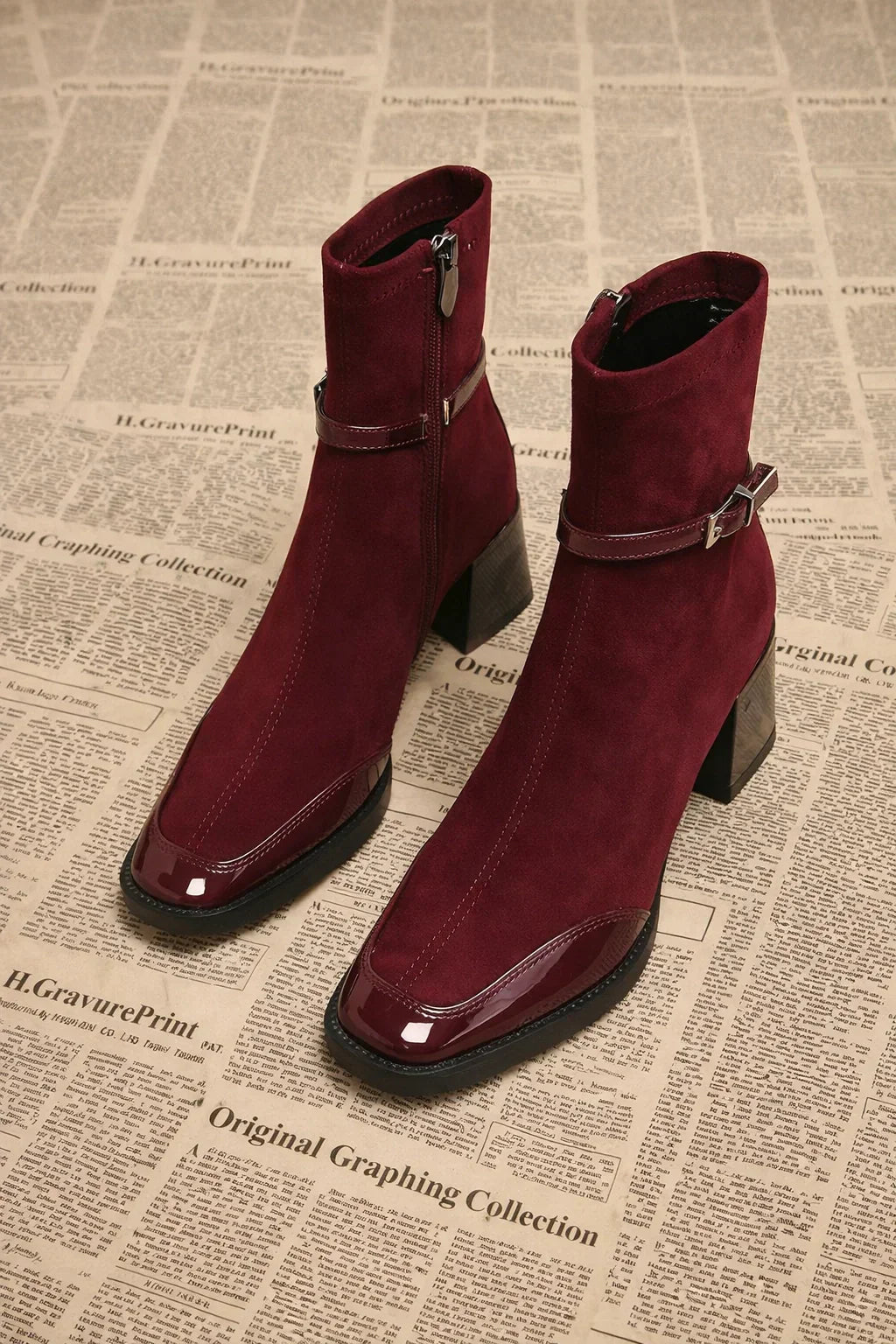 Alven Patchwork Ankle Boots